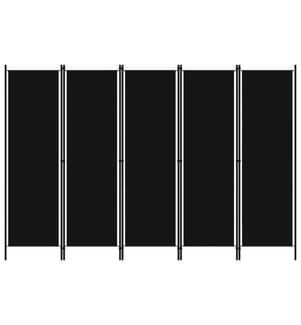 Cloison de séparation 5 panneaux Noir 250x180 cm