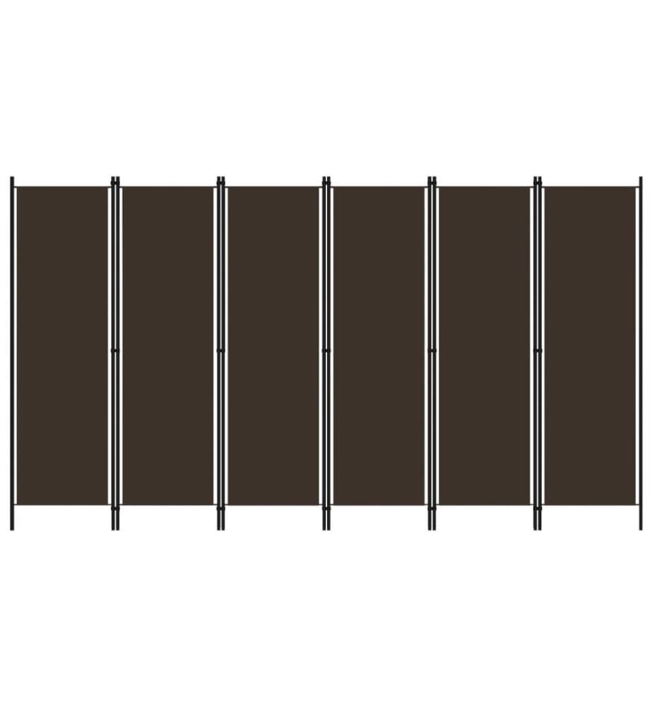 Cloison de séparation 6 panneaux Marron 300x180 cm