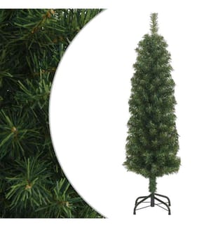Sapin de Noël artificiel mince avec support vert 120 cm PVC