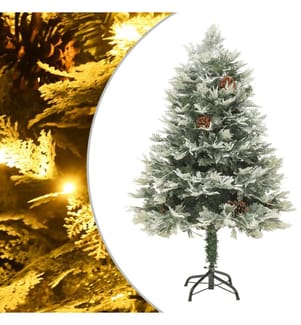 Weihnachtsbaum mit Beleuchtung und Kiefernzapfen Grün 150 cm