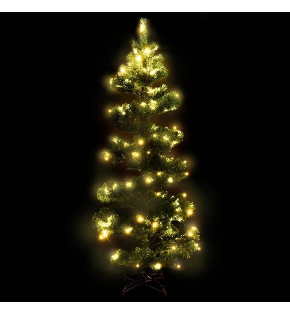 Arbre de Noël hélicoïdal pré-éclairé et support vert 150 cm PVC