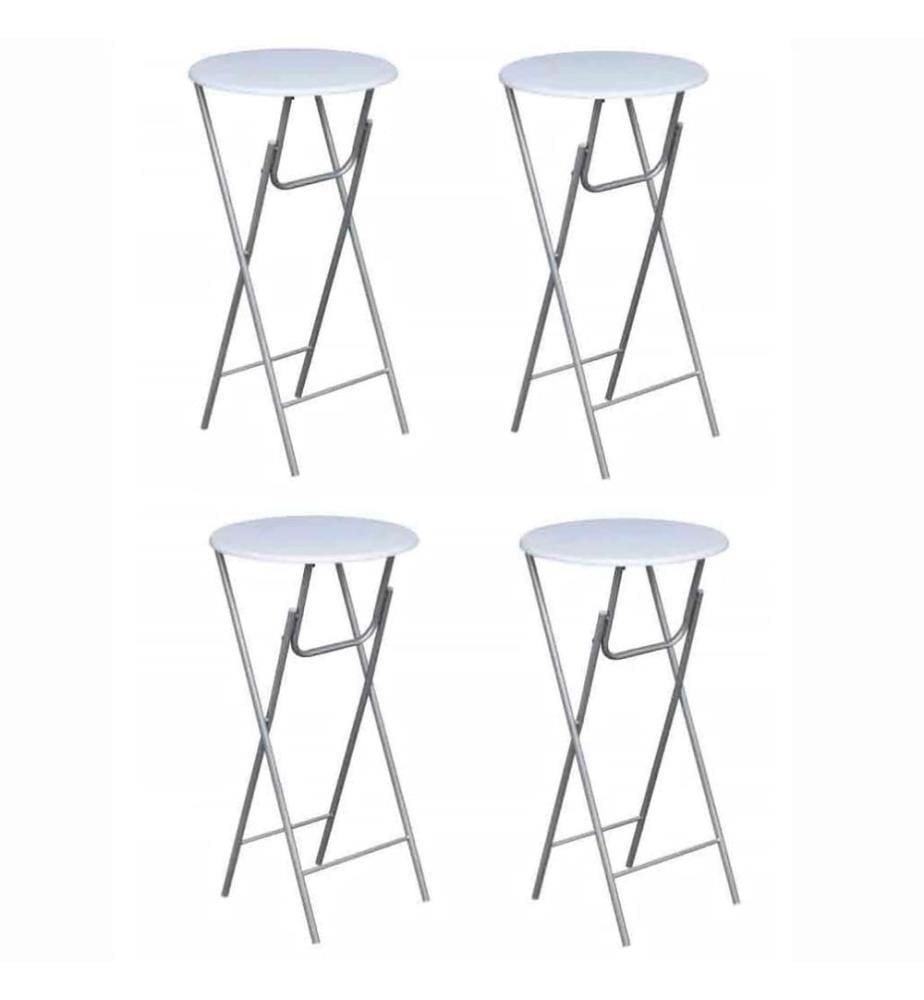 Table de bar 4 pcs avec dessus de table en MDF Blanc