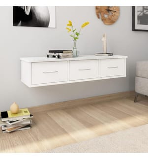 Wand-Schubladenregal Weiss 88x26x18,5 cm Holzwerkstoff