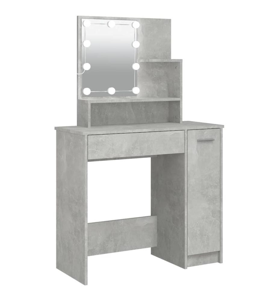 Coiffeuse avec LED Gris béton 86,5x35x136 cm