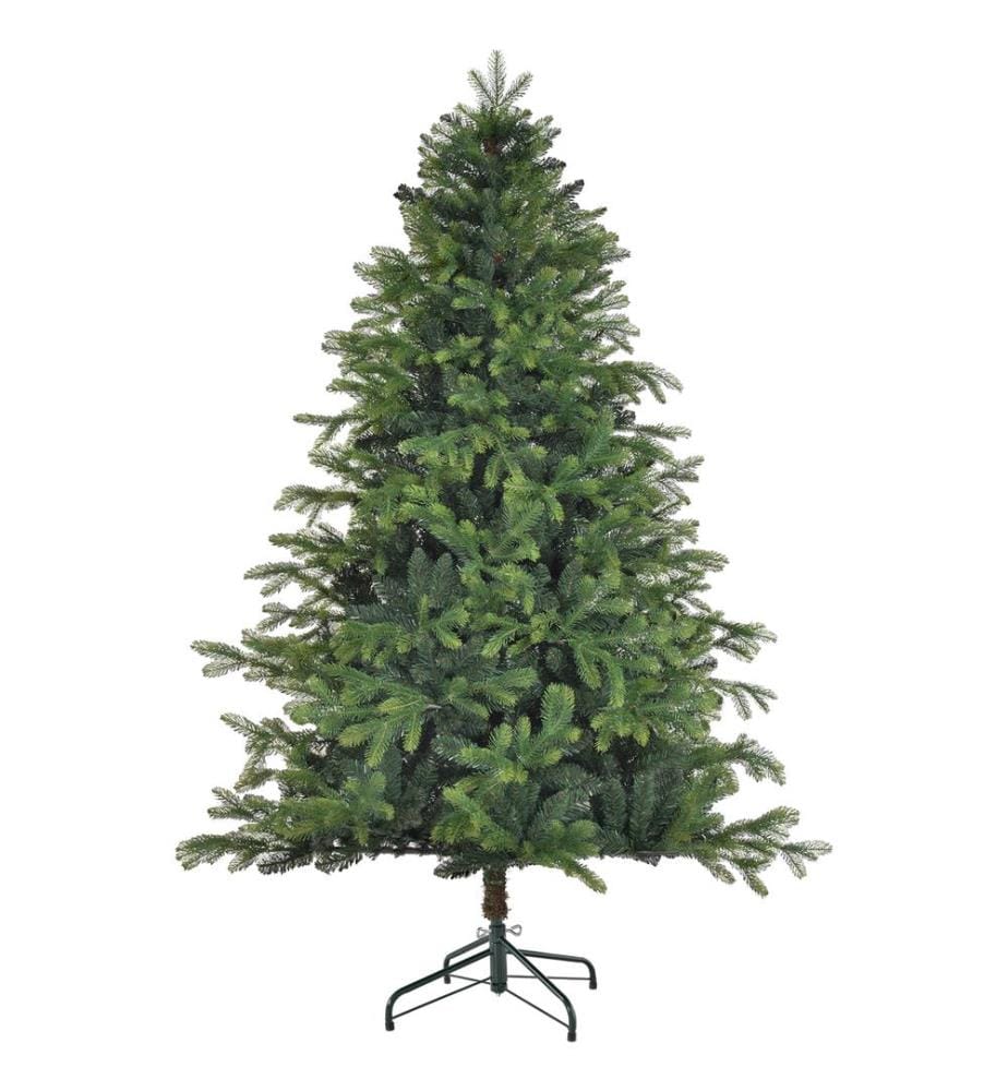 210 Cm Sapin De Noël Artificiel PVC Nordmann - Arbre Réaliste Avec Branches Denses, Support Métallique, Facile à Monter