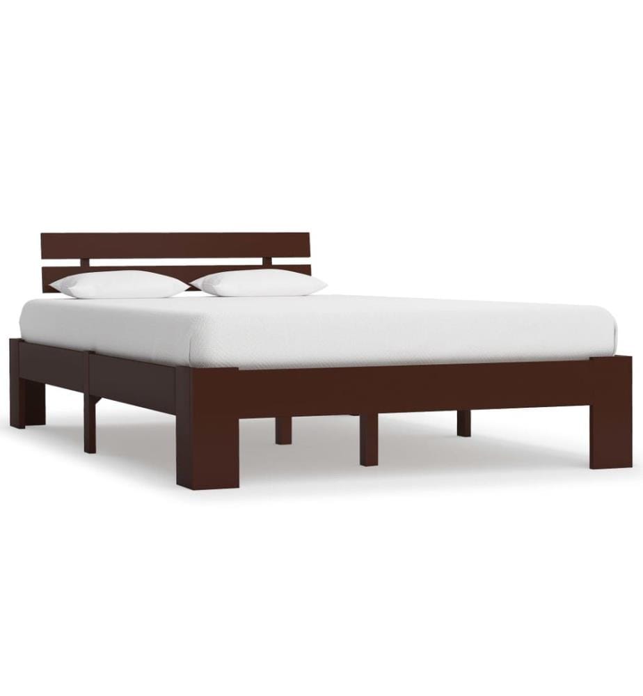 Cadre de lit sans matelas marron foncé pin massif 140x200 cm