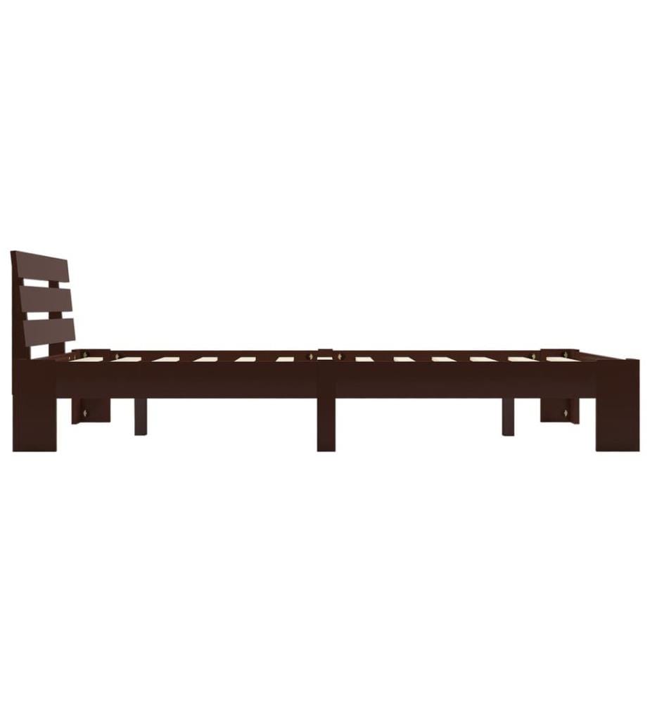 Cadre de lit sans matelas marron foncé pin massif 140x200 cm