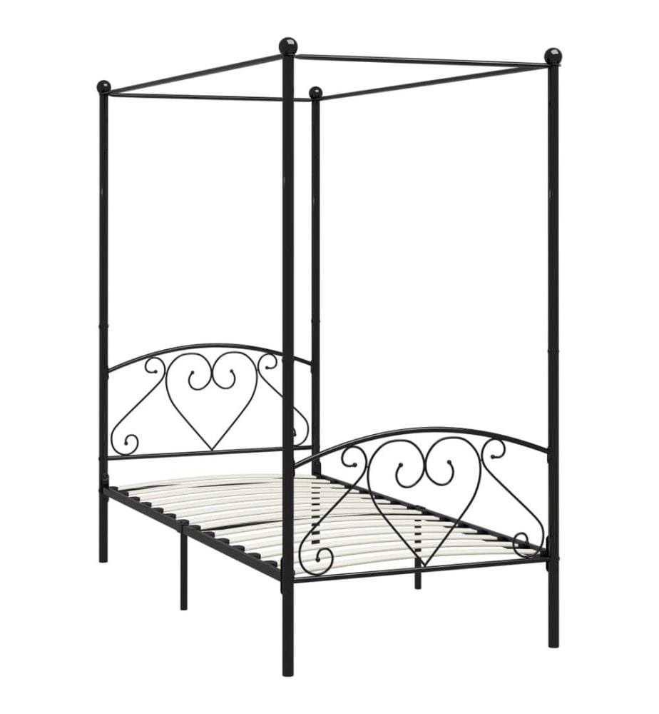 Himmelbett-Gestell Schwarz Metall 90 x 200 cm
