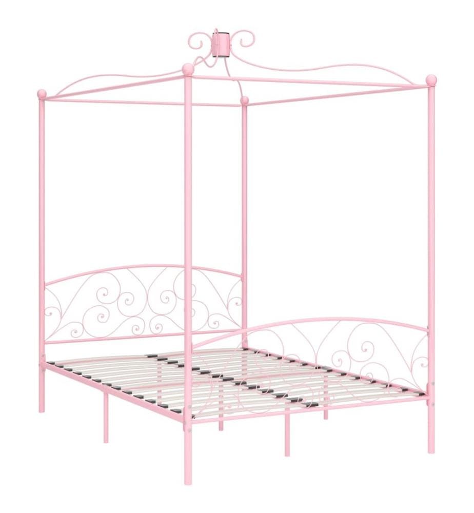 Himmelbett-Gestell Rosa Metall 140 x 200 cm