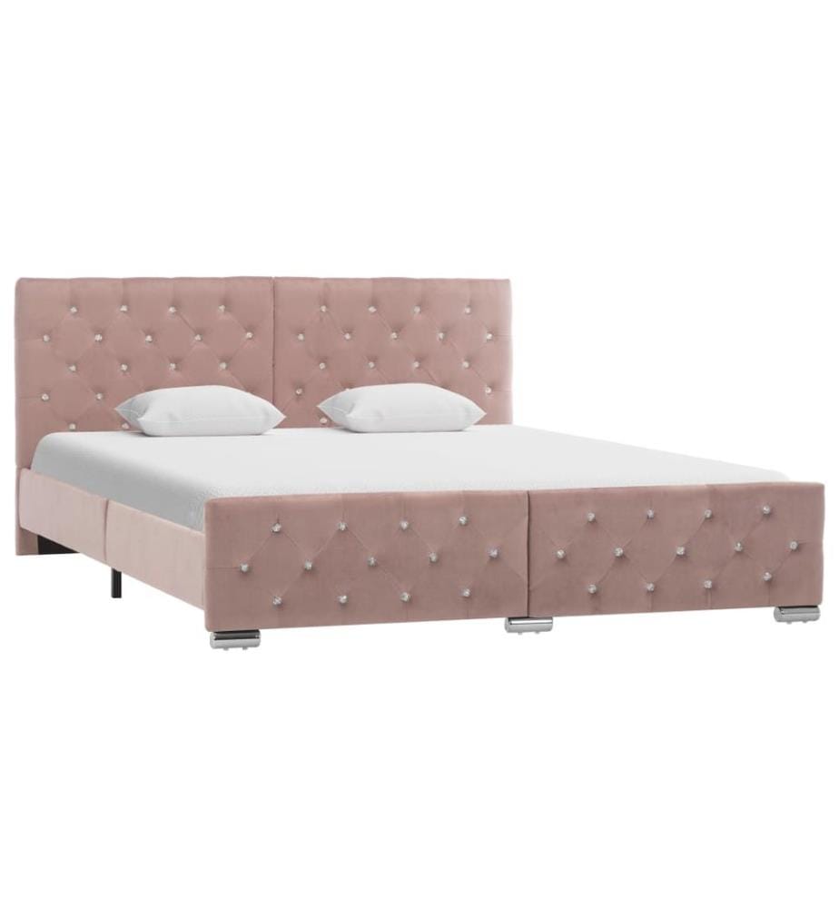 Bettgestell Rosa Samt 160x200 cm