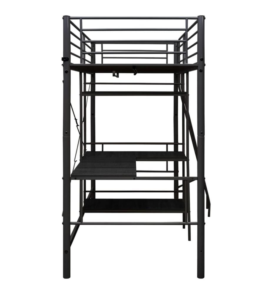 Lit superposé avec table sans matelas noir métal 90x200 cm
