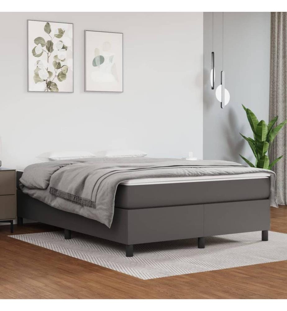Boxspringbettgestell Grau 140x200 cm Kunstleder