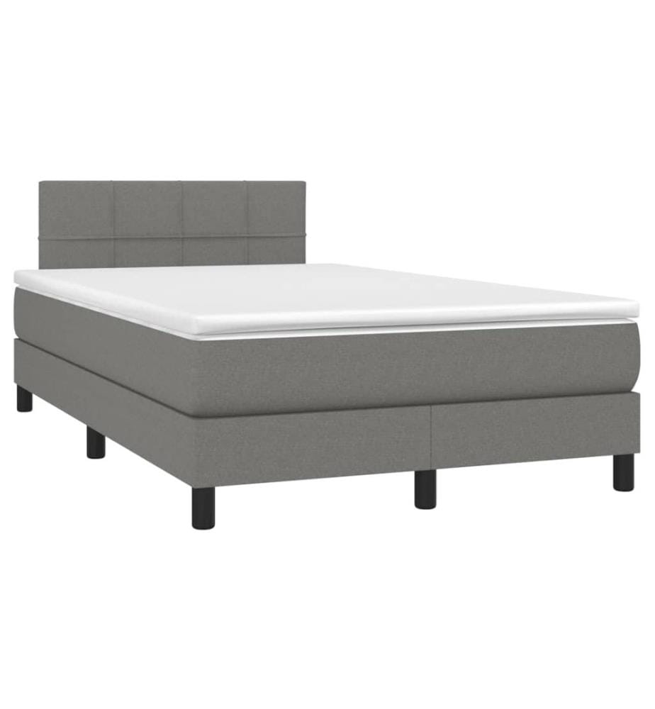 Boxspringbett mit Matratze & LED Dunkelgrau 120x200 cm Stoff
