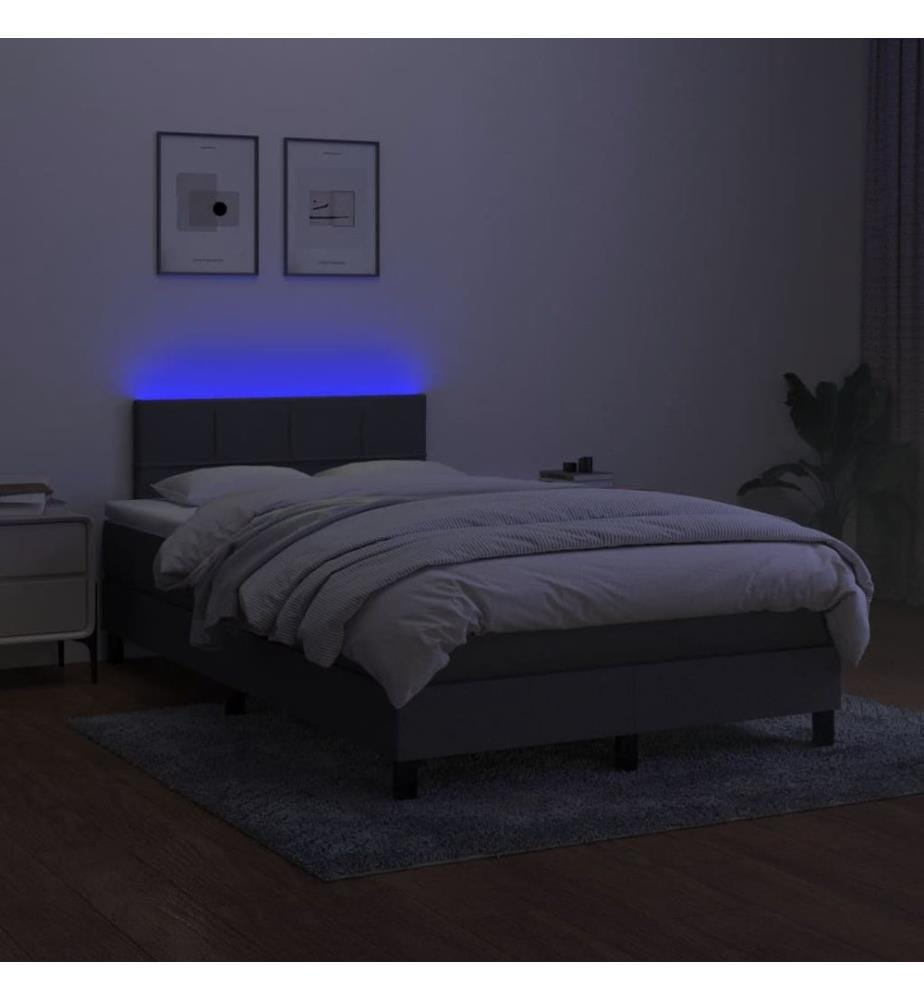 Boxspringbett mit Matratze & LED Dunkelgrau 120x200 cm Stoff