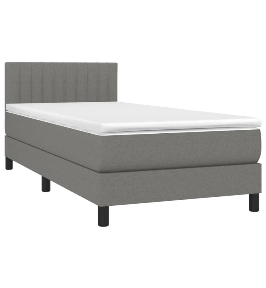 Boxspringbett mit Matratze & LED Dunkelgrau 80x200 cm Stoff