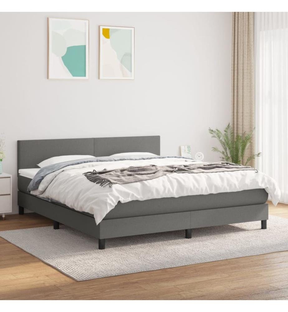Boxspringbett mit Matratze Dunkelgrau 160x200 cm Stoff