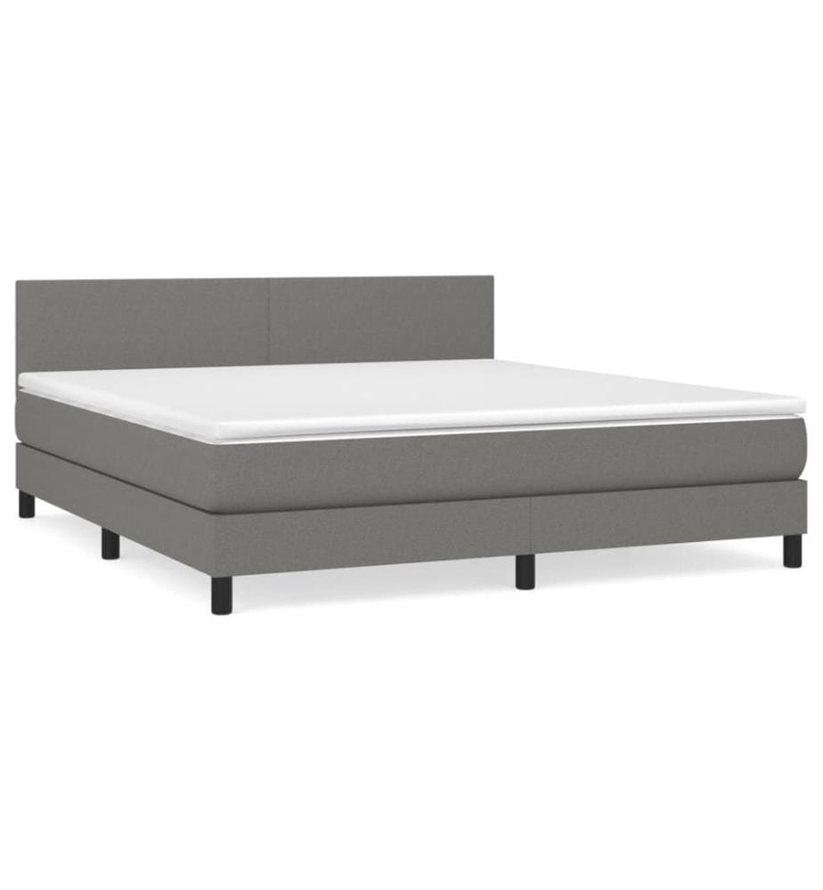Boxspringbett mit Matratze Dunkelgrau 160x200 cm Stoff