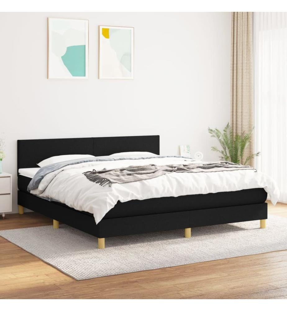 Boxspringbett mit Matratze Schwarz 180x200 cm Stoff
