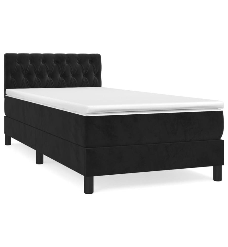 Boxspringbett mit Matratze Schwarz 100x200 cm Samt