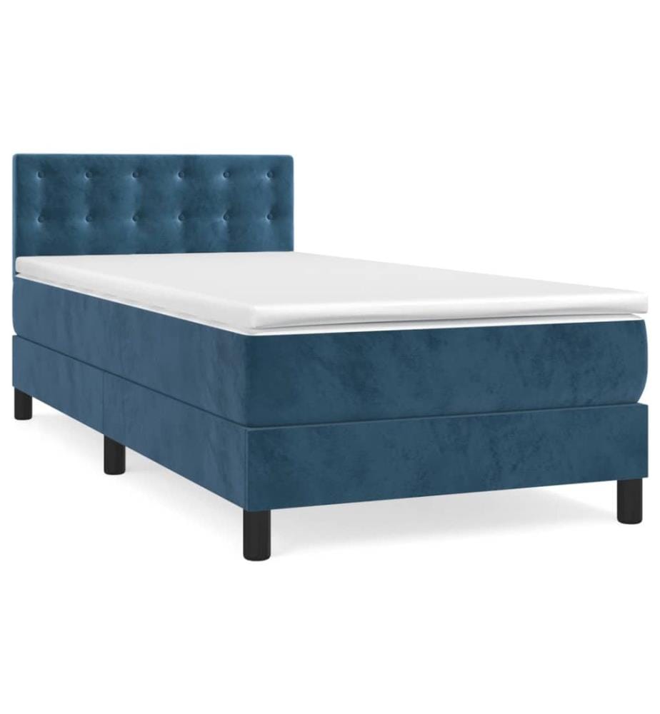 Boxspringbett mit Matratze Dunkelblau 90x200 cm Samt