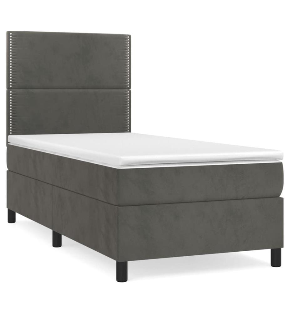 Boxspringbett mit Matratze Dunkelgrau 80x200 cm Samt