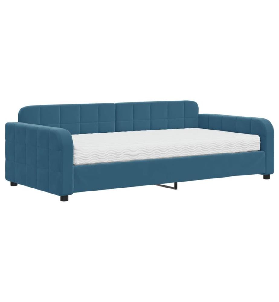 Tagesbett mit Matratze Blau 100x200 cm Samt