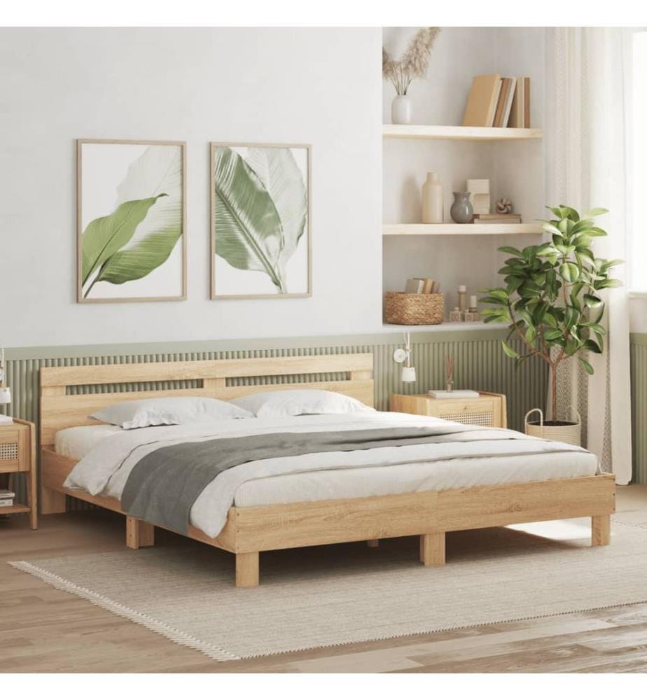 Bettgestell mit Kopfteil Sonoma-Eiche 180x200 cm Holzwerkstoff
