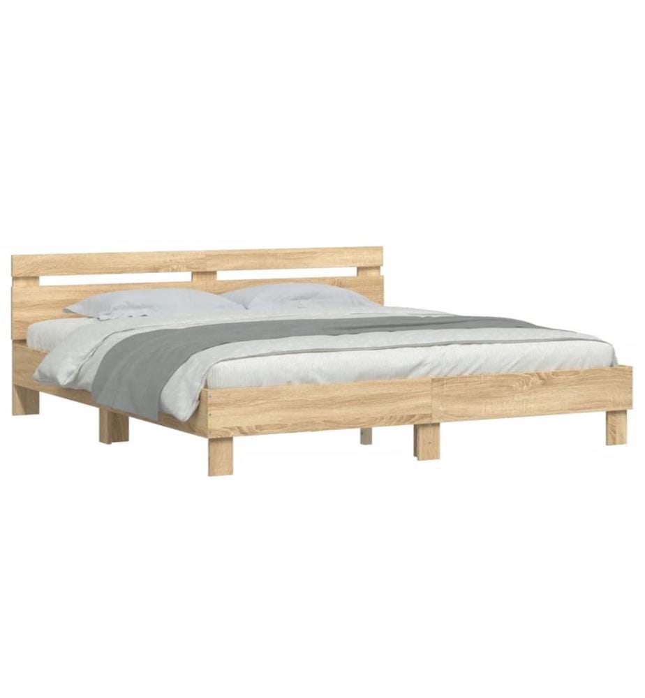 Bettgestell mit Kopfteil Sonoma-Eiche 180x200 cm Holzwerkstoff