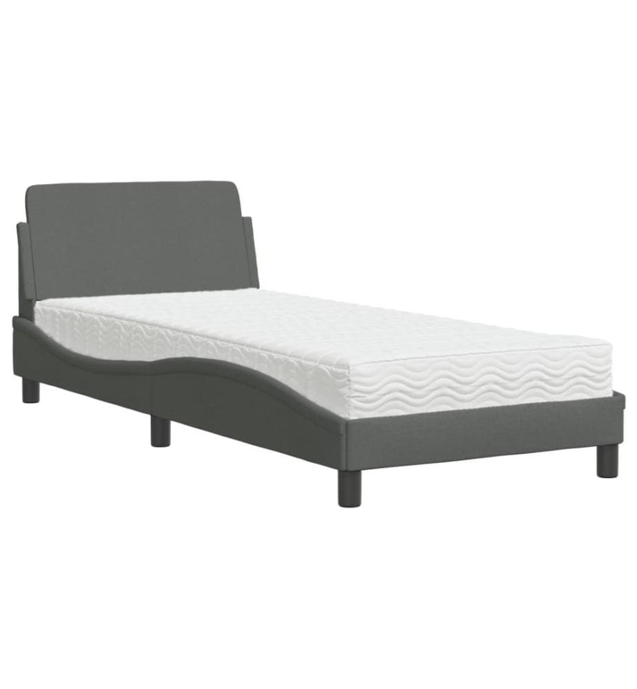 Bett mit Matratze "Dover" Dunkelgrau 90x200 cm Stoff