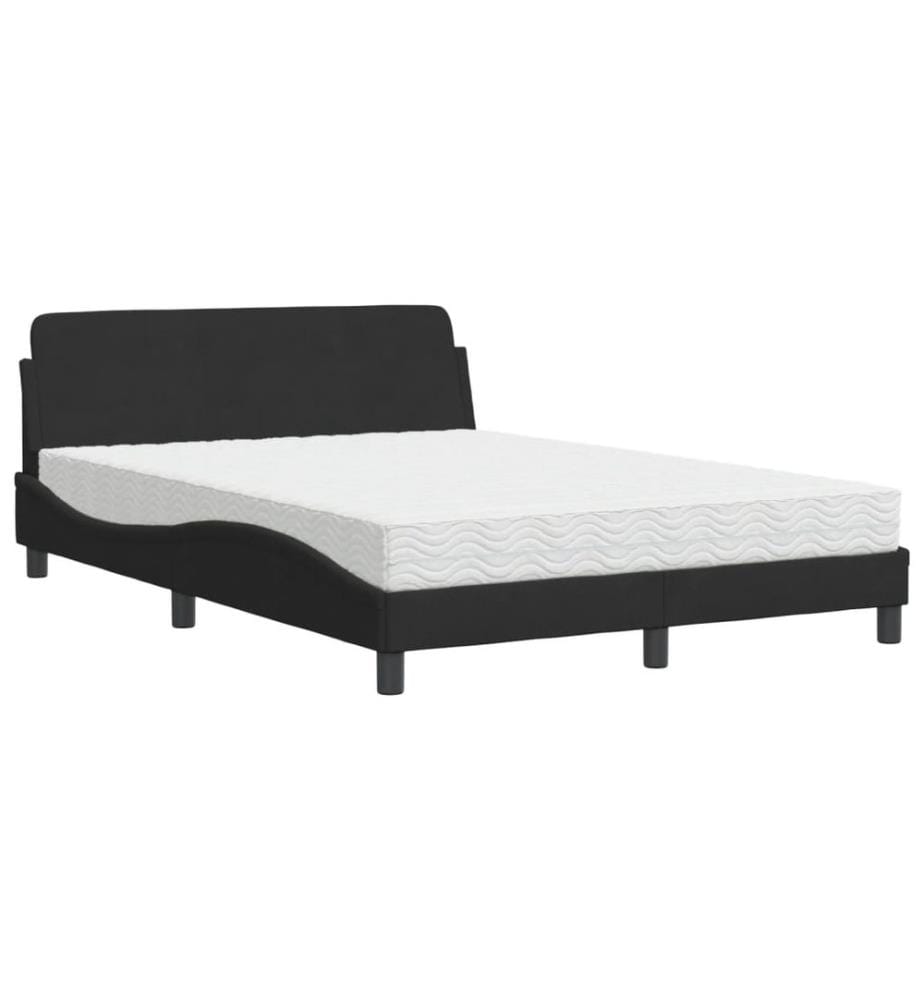 Bett mit Matratze "Dover" Schwarz 140x190 cm Samt