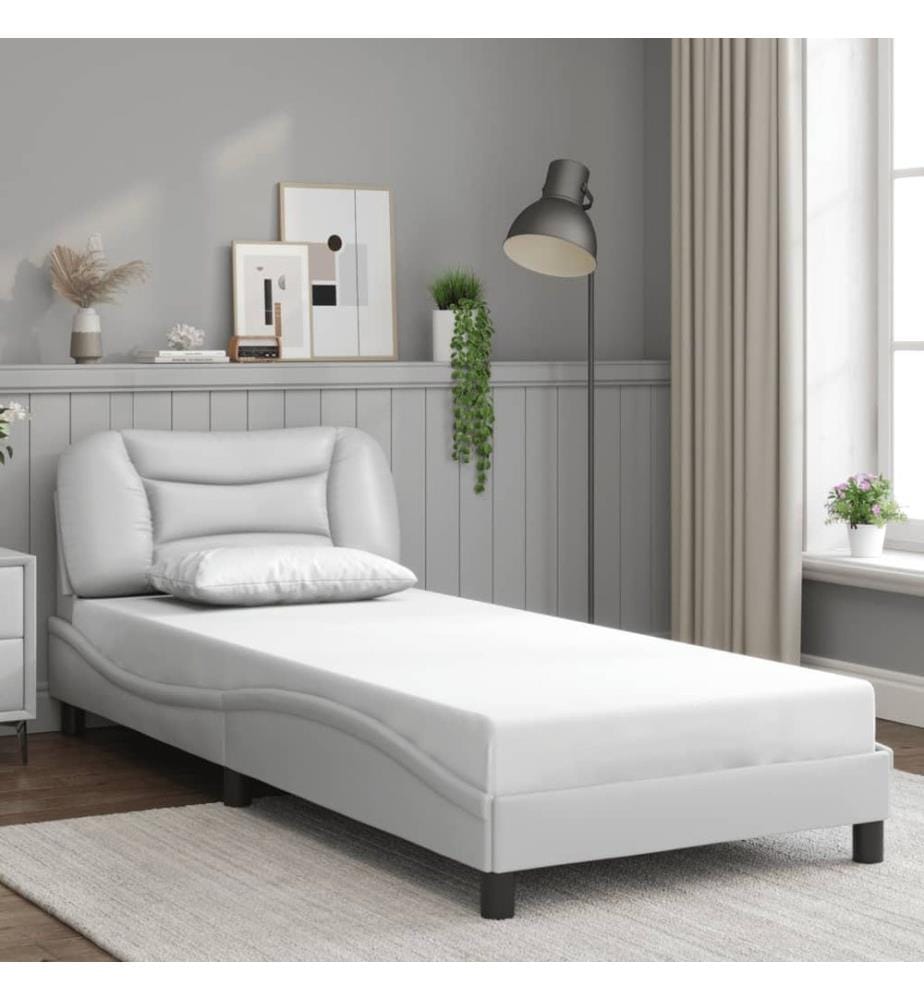 Cadre de lit avec LED sans matelas Hvar blanc 80x200 cm