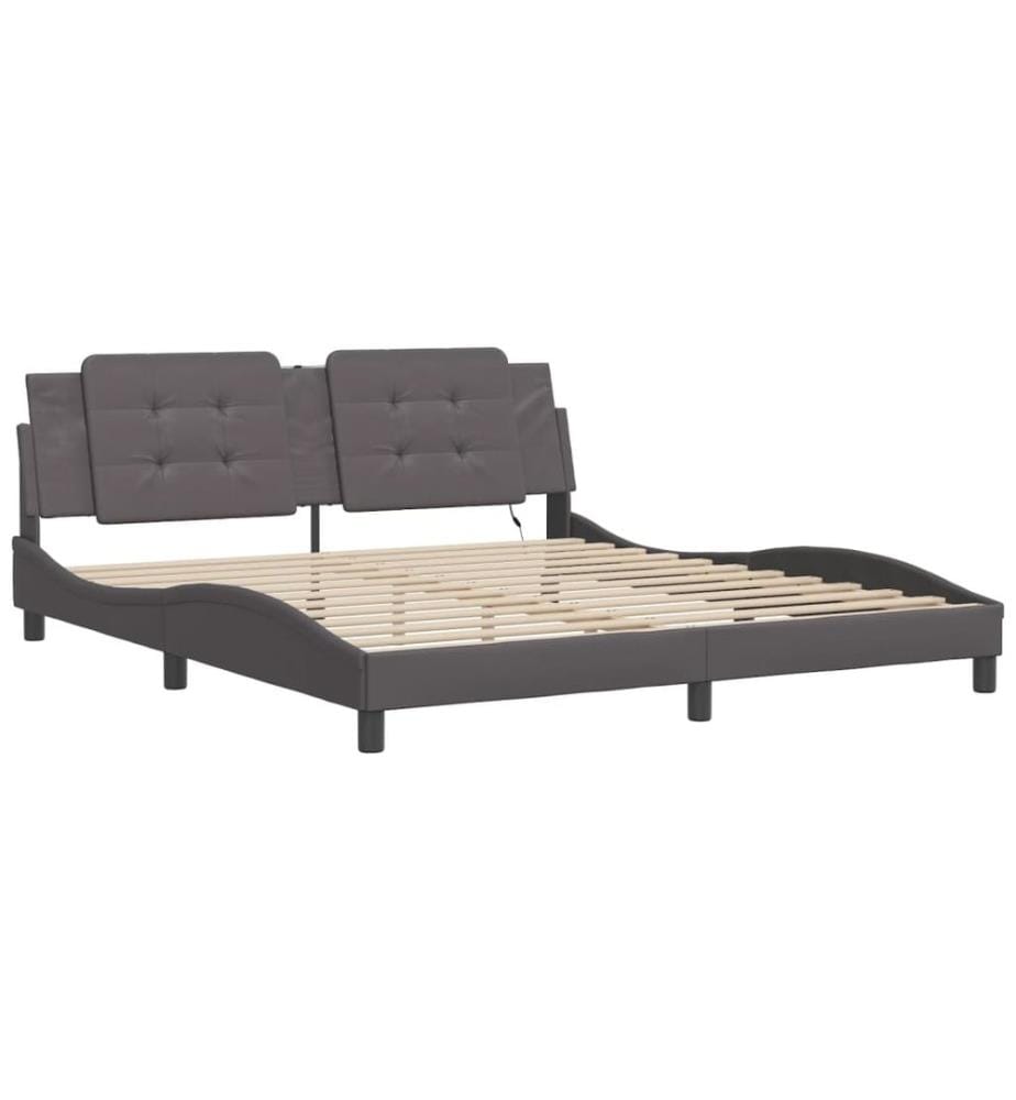 Cadre de lit avec LED sans matelas Zadar gris 180x200 cm