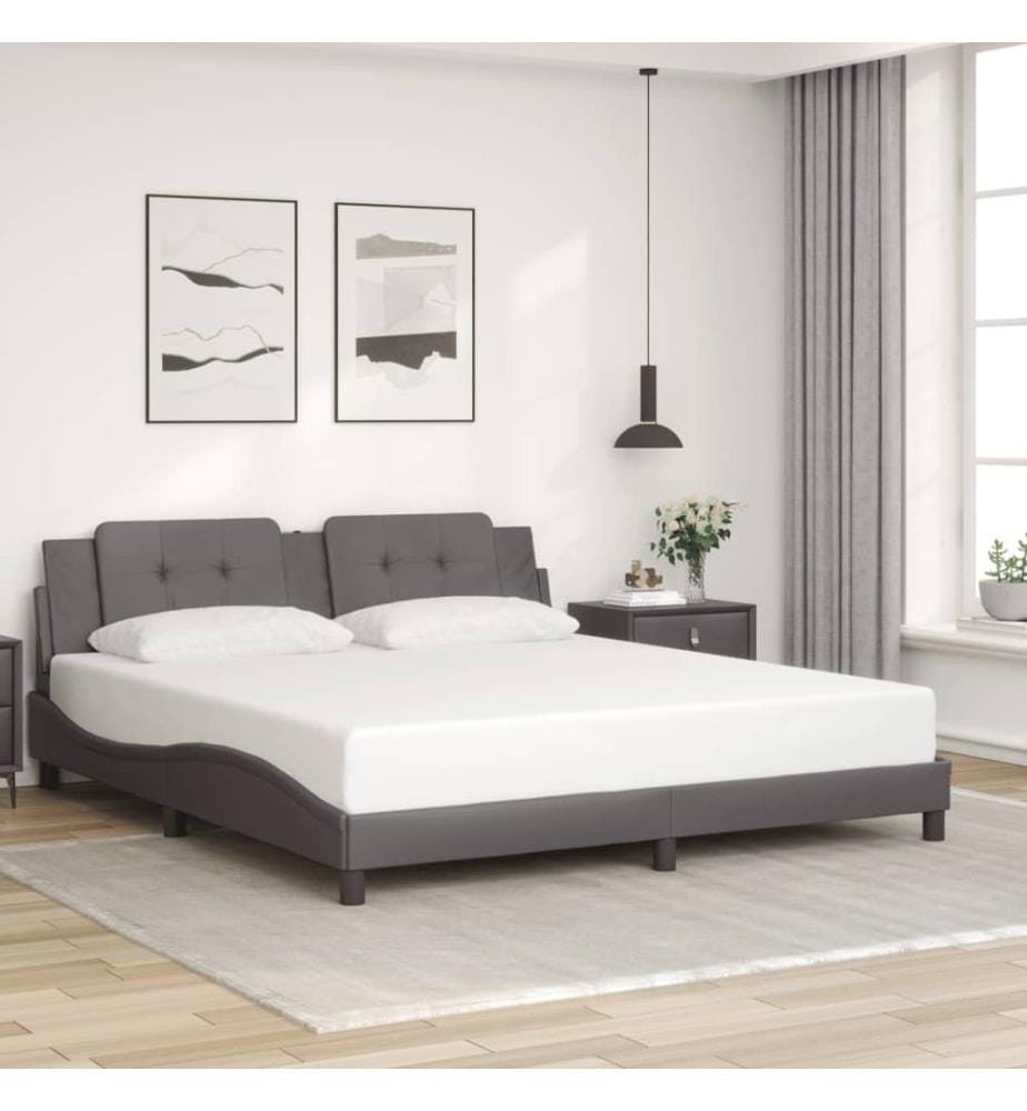 Cadre de lit avec LED sans matelas Zadar gris 180x200 cm