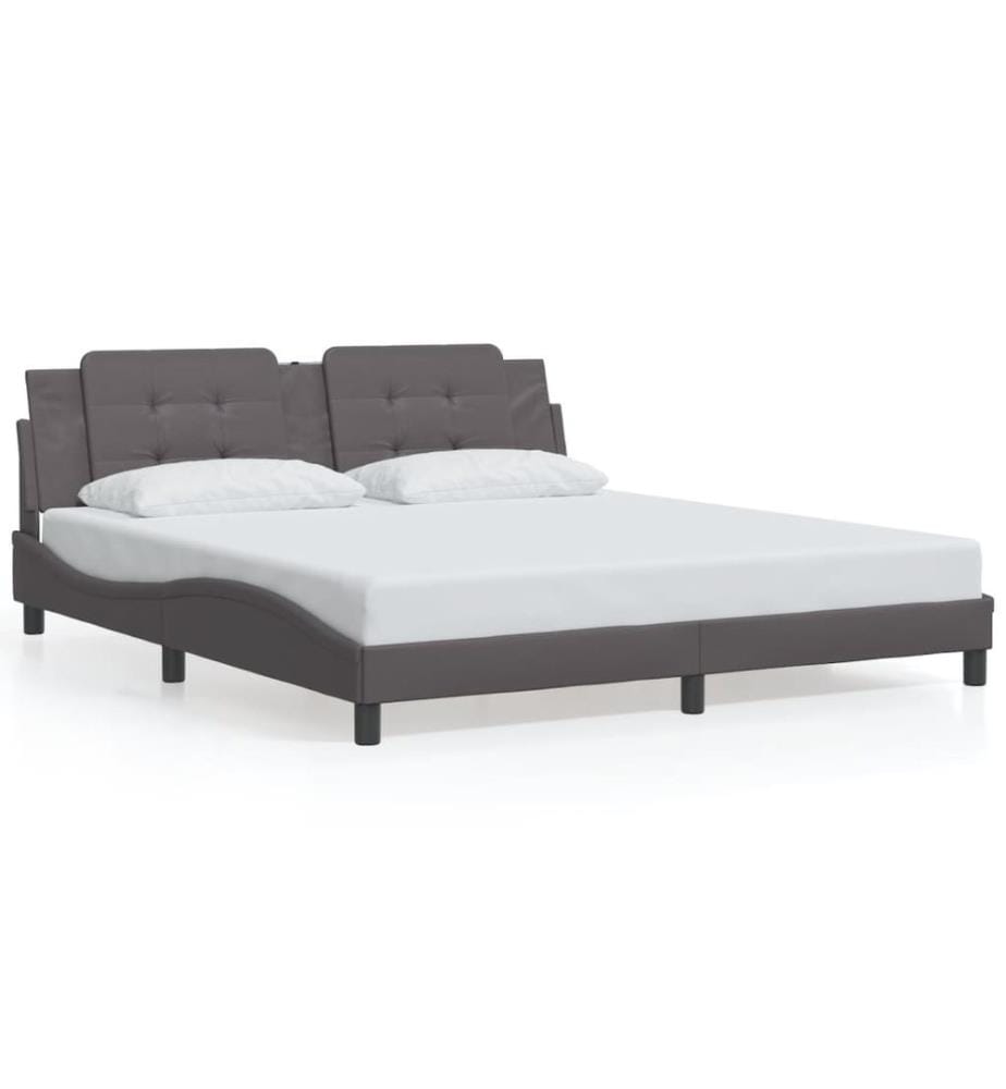 Cadre de lit avec LED sans matelas Zadar gris 180x200 cm