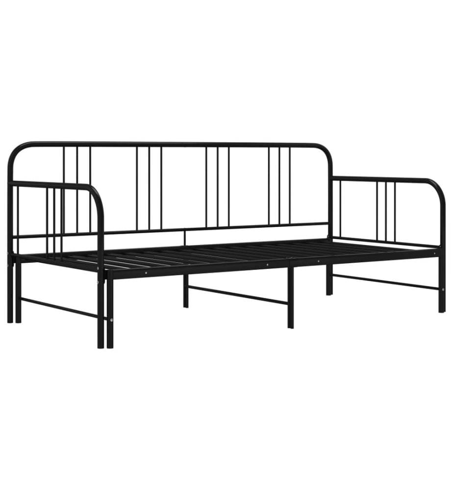 Cadre de canapé-lit extensible sans matelas Noir Métal 90x200cm