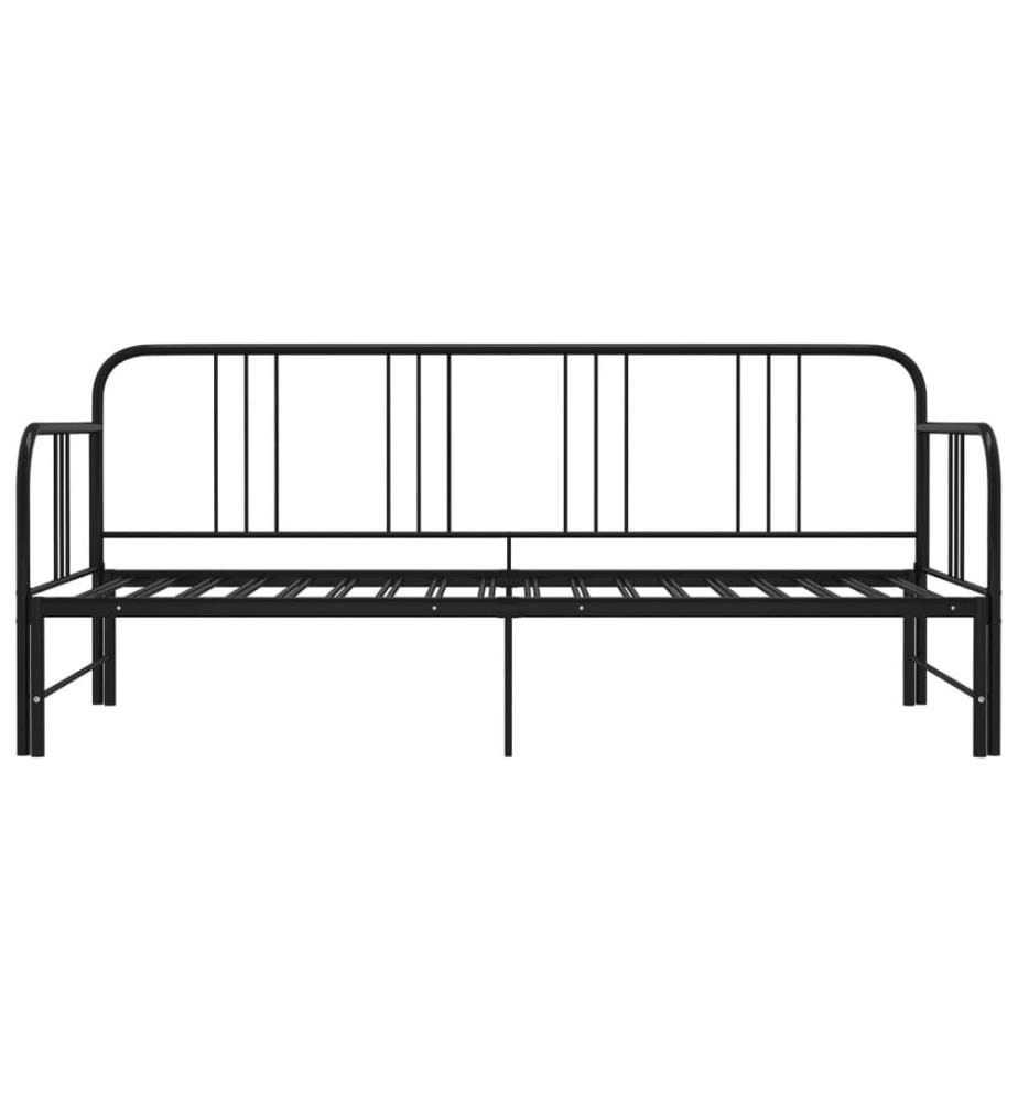 Cadre de canapé-lit extensible sans matelas Noir Métal 90x200cm
