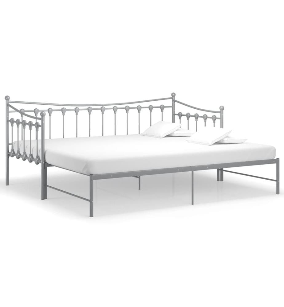 Ausziehsofa Bettgestell Grau Metall 90x200 cm
