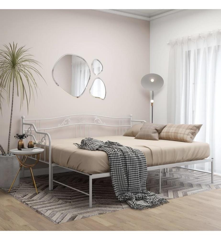 Cadre de canapé-lit extensible sans matelas blanc 90x200 cm