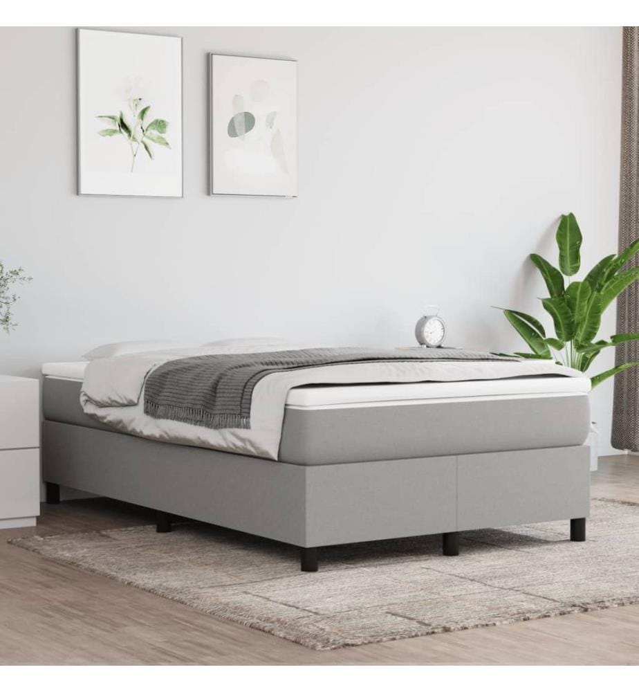 Boxspringbett mit Matratze Hellgrau 120x190 cm Stoff