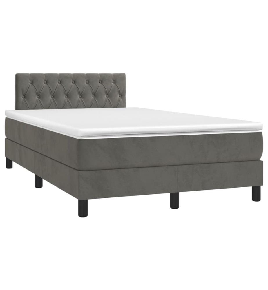 Boxspringbett mit Matratze Dunkelgrau 120x190 cm Samt
