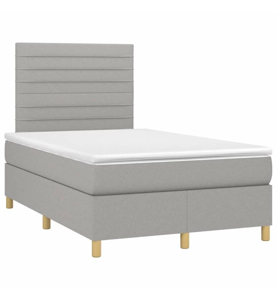 Boxspringbett mit Matratze Hellgrau 120x190 cm Stoff