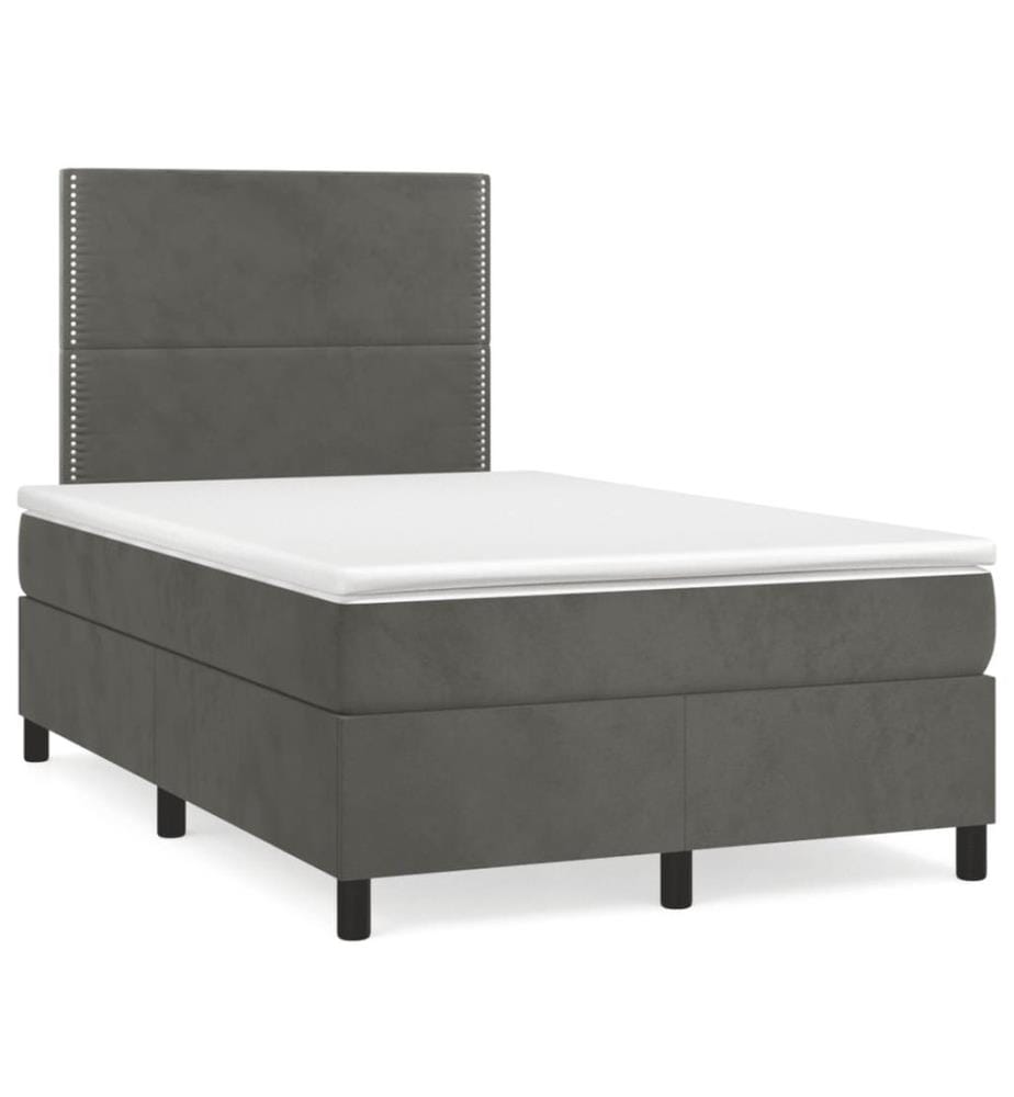 Boxspringbett mit Matratze Dunkelgrau 120x190 cm Samt