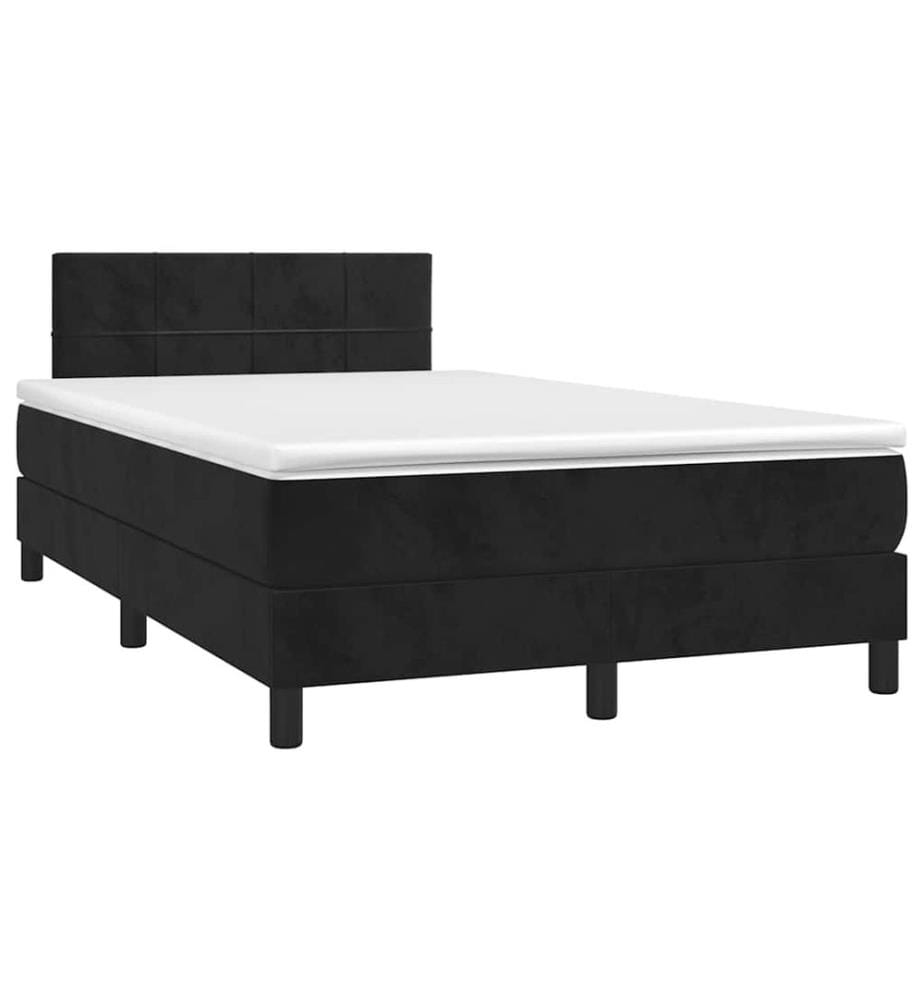 Boxspringbett mit Matratze & LED Schwarz 120x190 cm Samt
