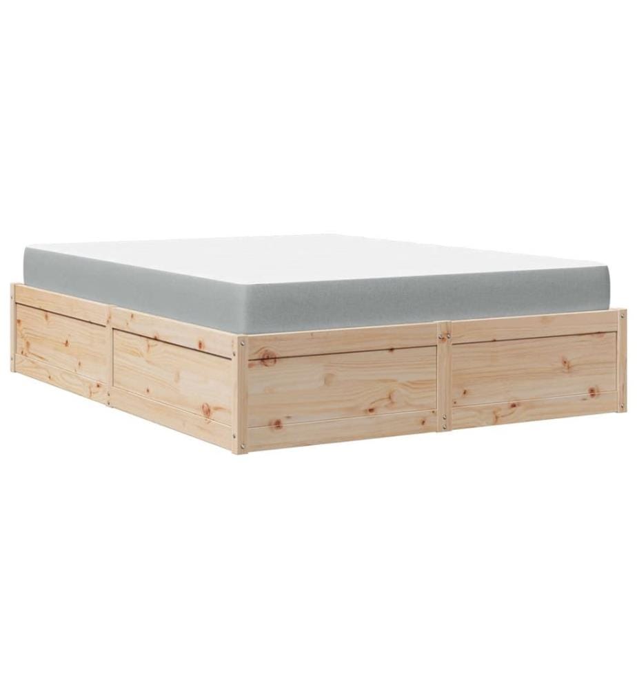 Lit avec matelas 140x200 cm bois massif de pin