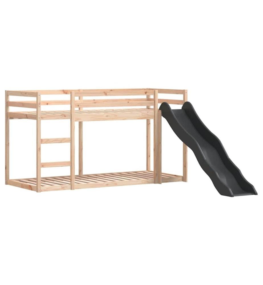Lit superposé avec toboggan et échelle sans matelas 80x200 cm