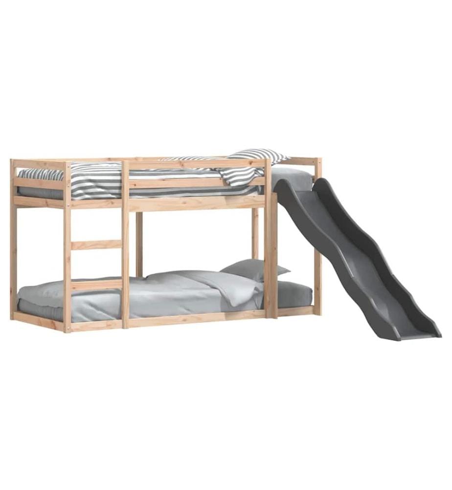 Lit superposé avec toboggan et échelle sans matelas 90x190 cm