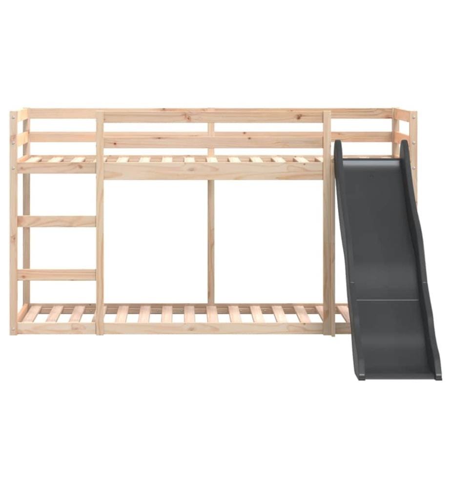 Lit superposé avec toboggan et échelle sans matelas 90x190 cm