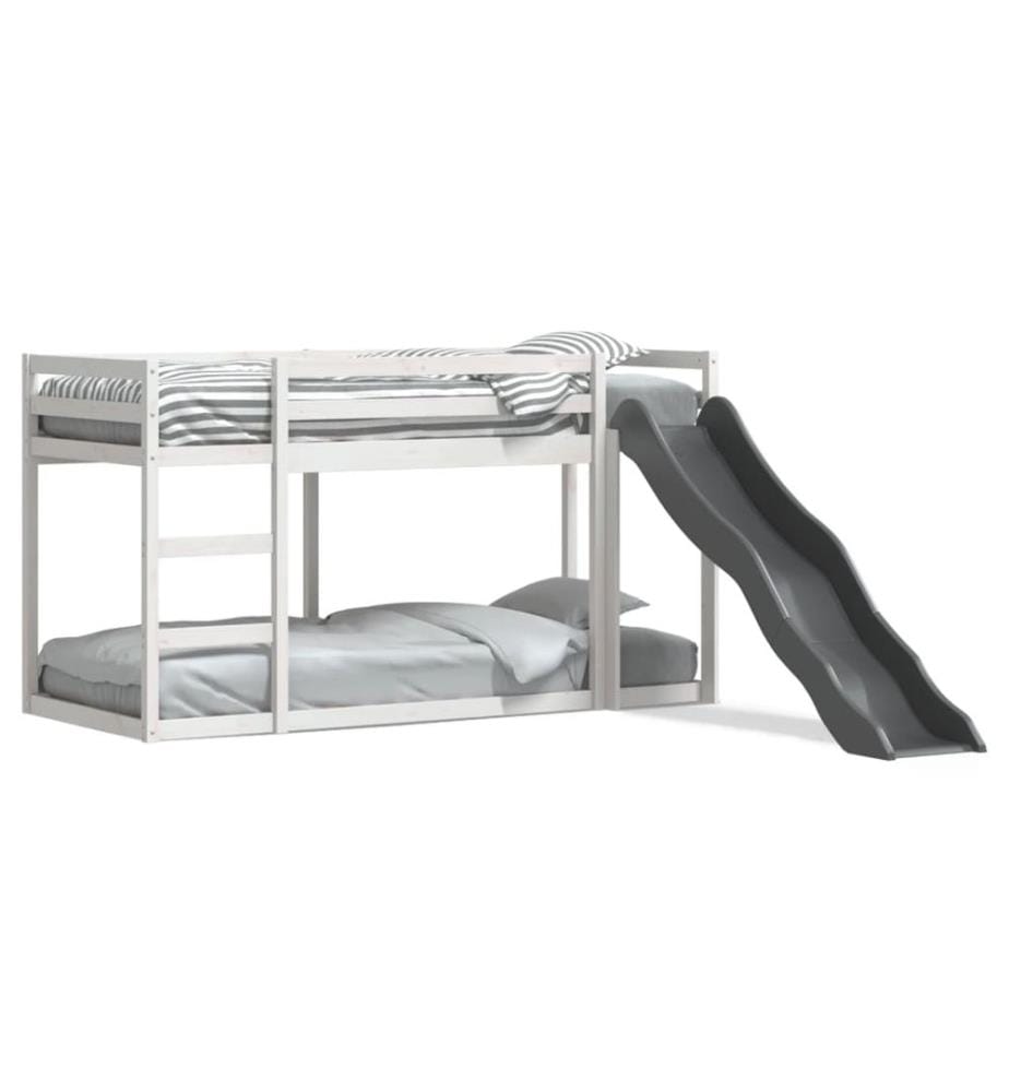 Lit superposé avec toboggan et échelle sans matelas 90x190 cm