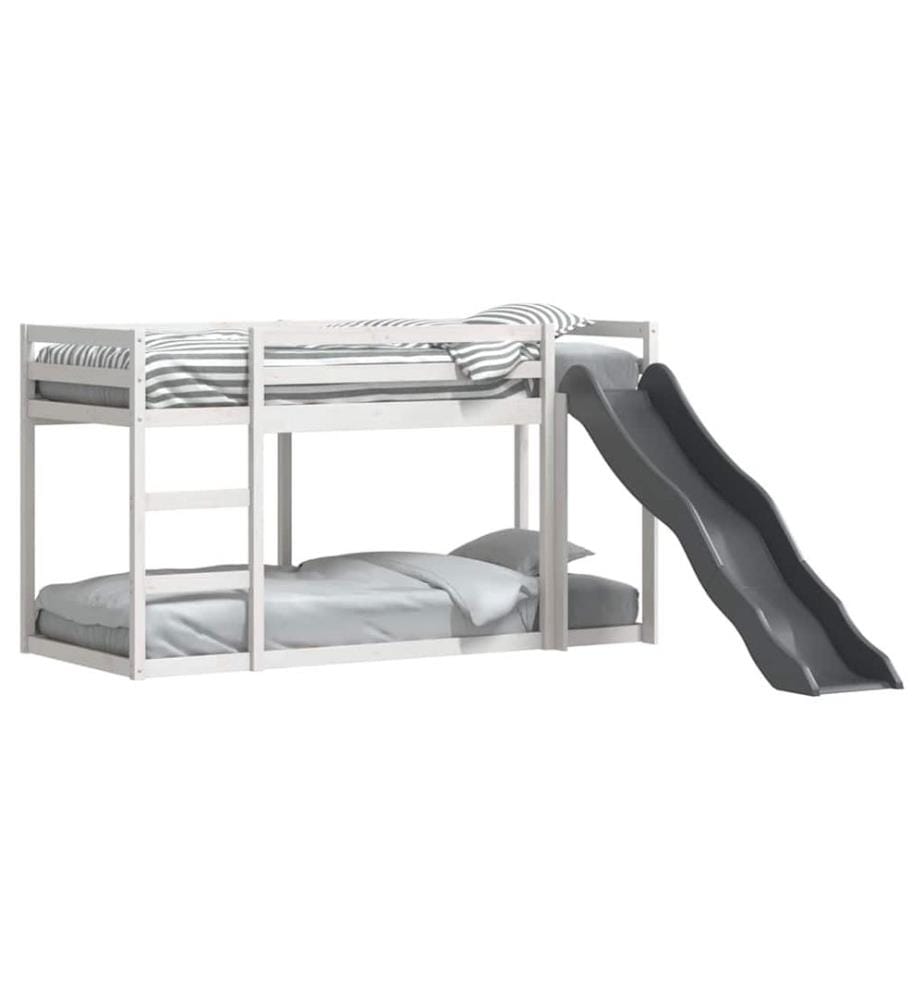 Lit superposé avec toboggan et échelle sans matelas 90x190 cm