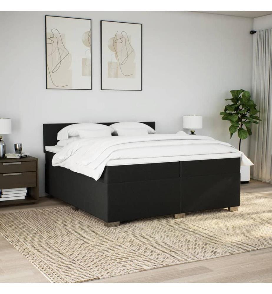 Boxspringbett mit Matratze Schwarz 200x200 cm Stoff